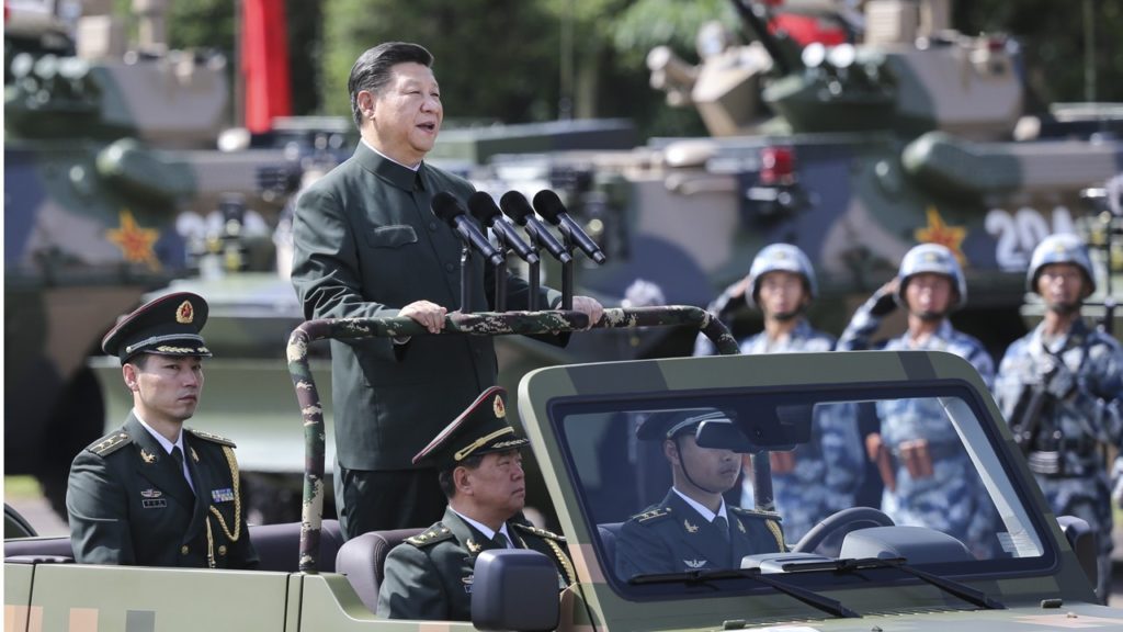 Xi Jinping speaks during the Chinese Victory Day military parade in 2015